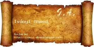 Iványi Ahmed névjegykártya